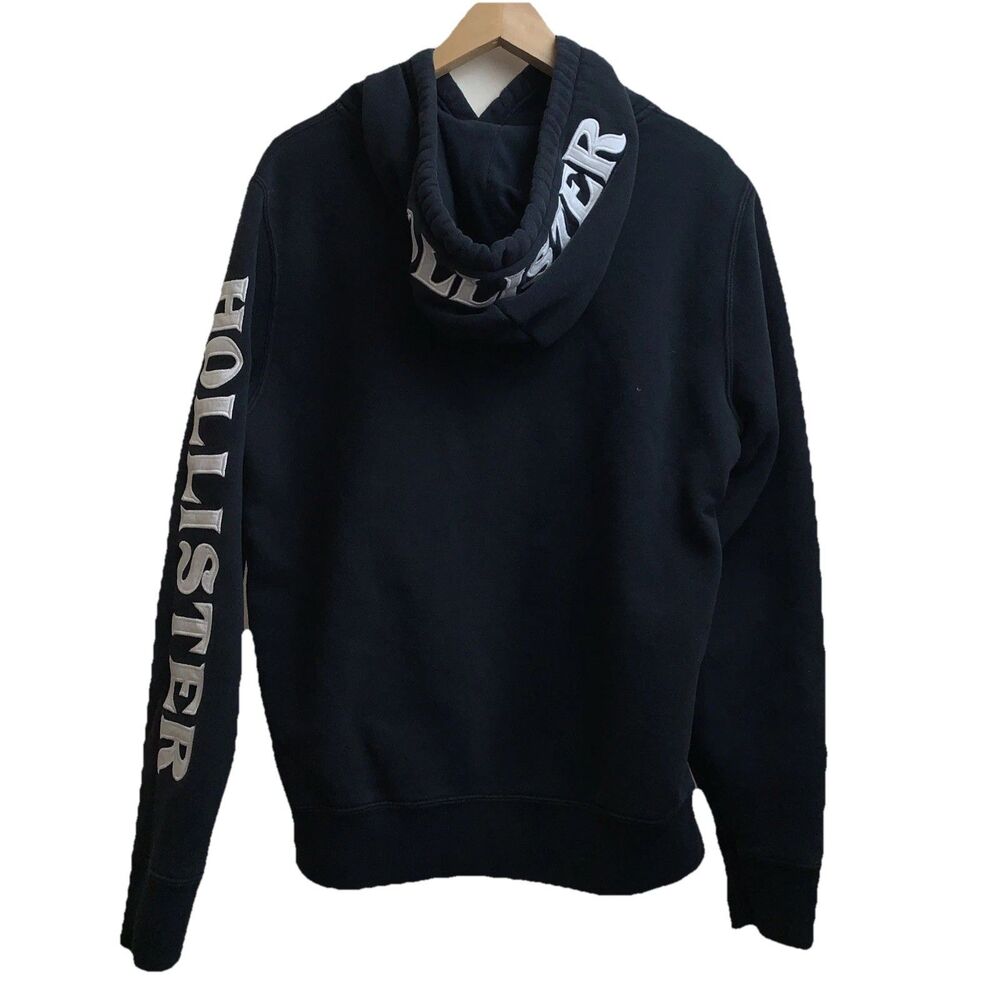 Hollister Hoodie Mens Small Black Tiger Graphic Logo Pullover Sweatshirt - Picture 4 of 7